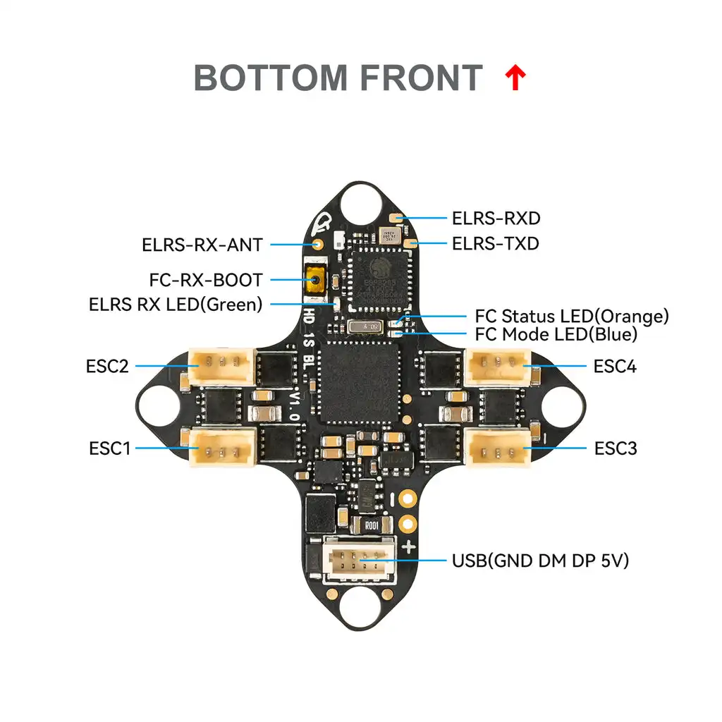 BETAFPV Matrix 1S 3IN1 HD Bürstenloser Flight Controller STM32G473CEU6 mit 12A ESC ELRS 2,4G Empfänger für 1S HD Bwhoops – Detail 4