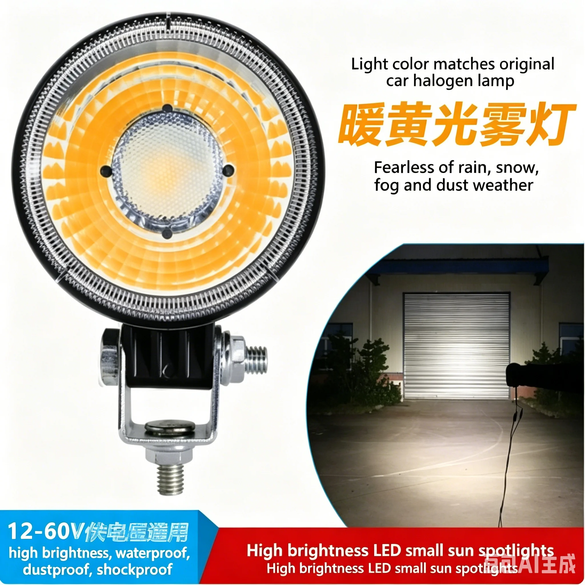 Car Truck Led Reversing Lamp Trailer Side Light Tire Light Sidelight Waist Light Cob Small Sun with Lens Super Bright Modified