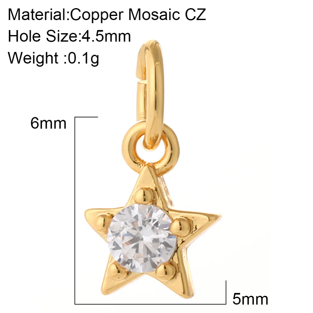 Moon Star Charms for Jewelry Making Diy Earrings Necklace Bracelet Gold Color Zircon Inlay Craftsmanship