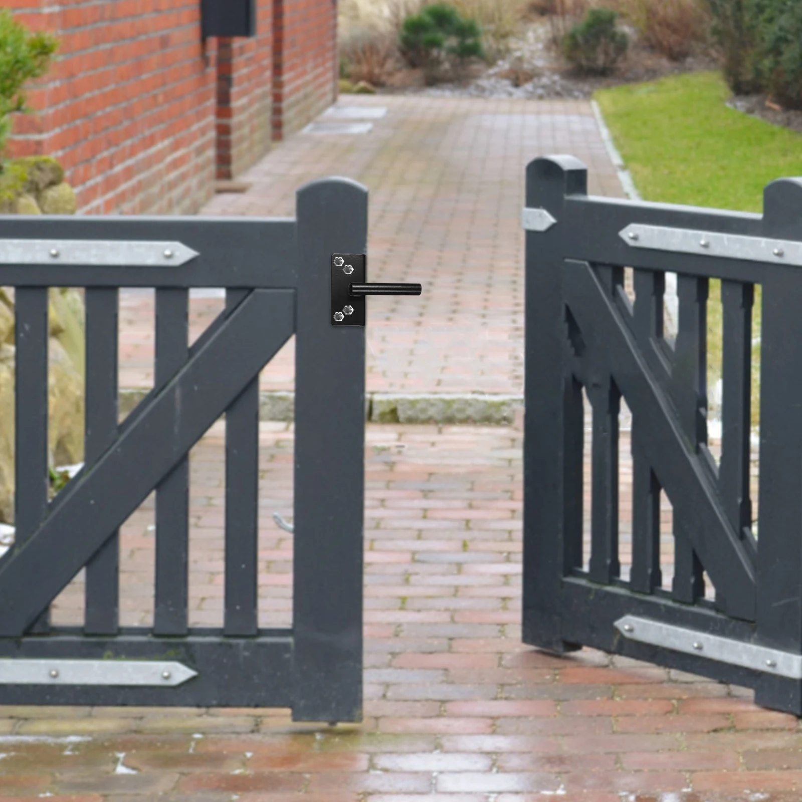 

Heavy Duty Gate Lock Automatic with Fasteners Fence Hinges for Wooden Metal Swing Gate Fence Latch