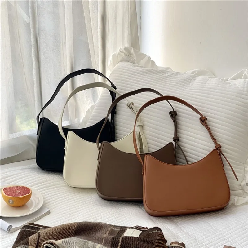 

Solid Color Bag Women's Shoulder Bag Frosted Fashion Simple Underarm Bag Trendy Versatile Small Square Bag 2023 New