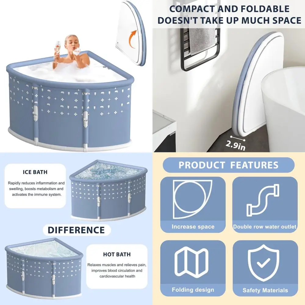 

fan-shaped foldable bathtub, portable bath tub for adults, shower stall tub, bathroom folding spa bath for adults, foldable cold