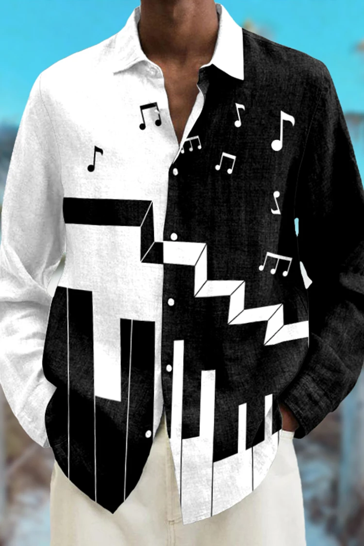 2025 Fashion Abstract 3D Printed Long Sleeve Shirts Simple Black And White Color Scheme men's Tops Casual Lapel Button Up Shirt