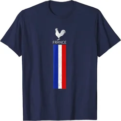 France Flag Cock Printed Men's T-Shirt Short Sleeve Football Soccer Team Cotton Tops Tees Women's Oversized T Shirt Men Clothing