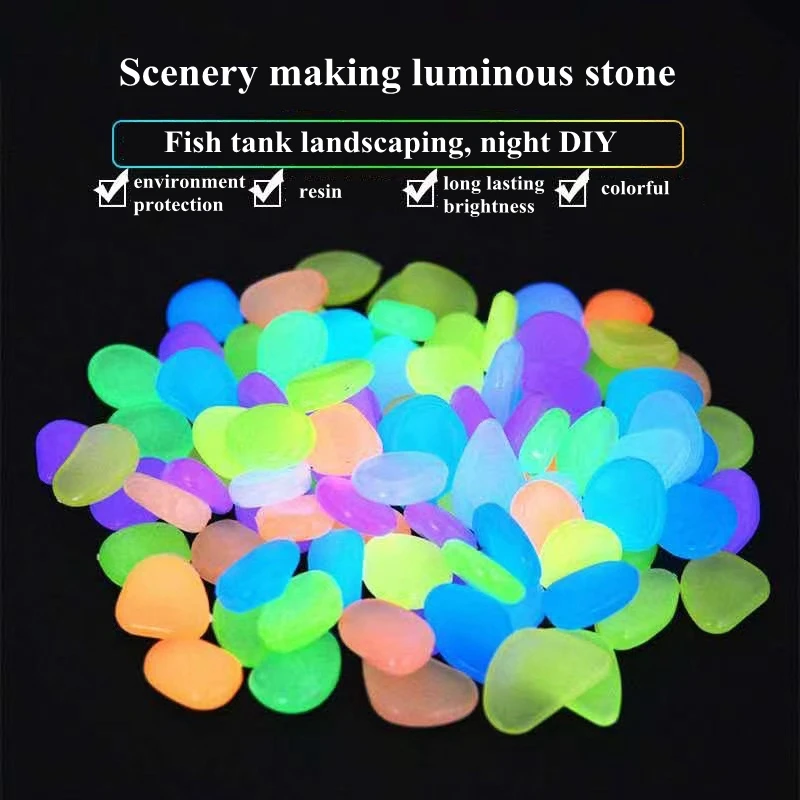 50/100Pcs Glow Stone Glow in the Dark Garden Pebbles Sidewalk Terrace Lawn Fish Tank Aquarium Yard Garden Decoration Outdoor