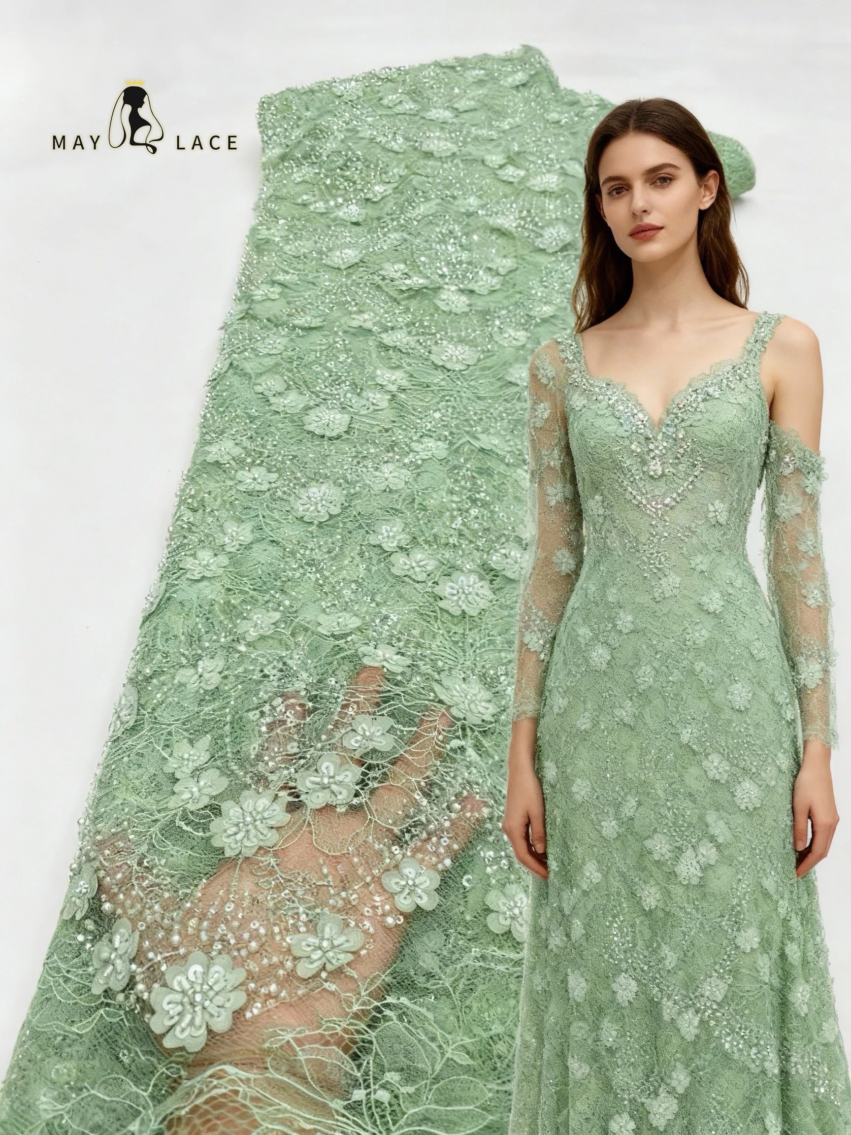 

Африканское кружево с пайетками 2026: высококачественное нигерийское французское кружево с бисером и тюлем для роскошных свадебных и праздничных платьев, для шитья