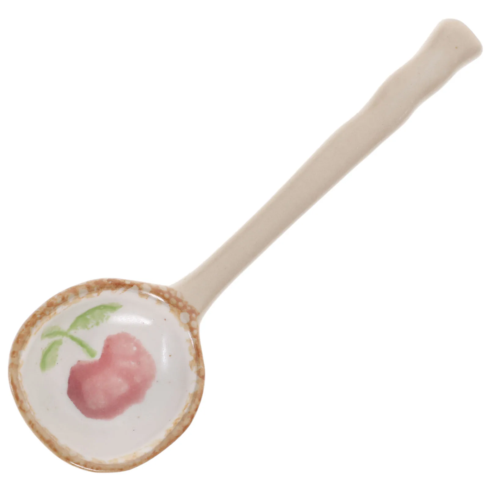 

Ceramic Soup Spoon Japanese Style Cartoon Pattern Exquisite Small Anti-Scalding Handle Multi-Function Kitchen Utensil Decorative