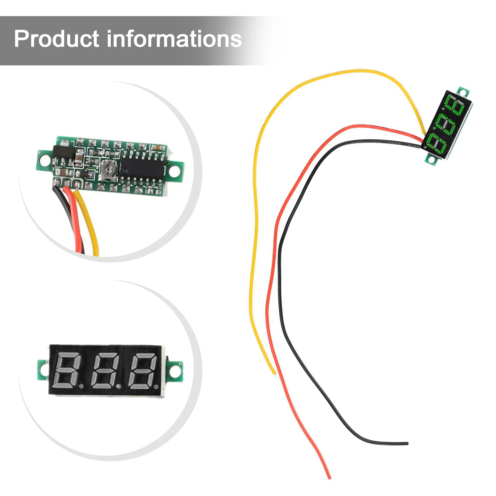 Voltímetro Digital, detectores digitales industriales, cabezal de voltímetro CC de 0,28 pulgadas, medición mínima LED, 1 ud.
