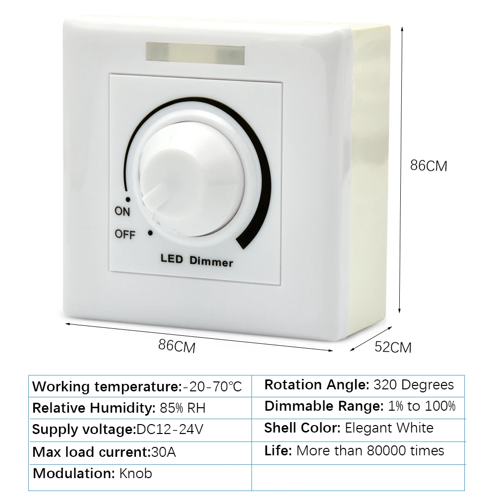 Imagem -02 - Led Dimmer Switch Controlador do Painel de Brilho Dimmer Regulável Regulável 5050 5630 dc 12v 24v 30a Ajustável