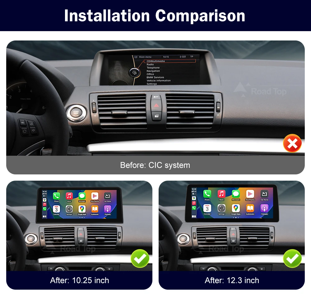 Drahtlose CarPlay Android Auto Auto Multimedia Bildschirm Für BMW 1er E81 E82 E87 E88 CCC CIC System Touch Display Auto Radio – Detail 2
