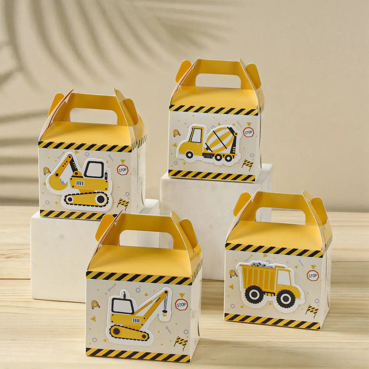 Construction Theme Gift Boxes Boys Birthday Party Decoration Excavator Vehicle Birthday Candy Cookie Boxes Baby Shower Decor