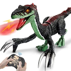 jurassic-world 2.4GHZ Remote Control Dinosaur Toys Walking Therizinosaurus RC Dinosaur Toy with Mist Spray/Light for Kids Gift