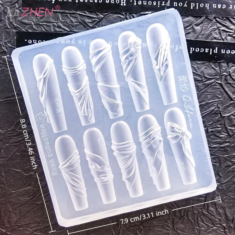 Soft Silk Nail Art Mold DIY High Transparency Ribbon Patterns 3D DIY Manicure Carving For Creative Nails Design Templates