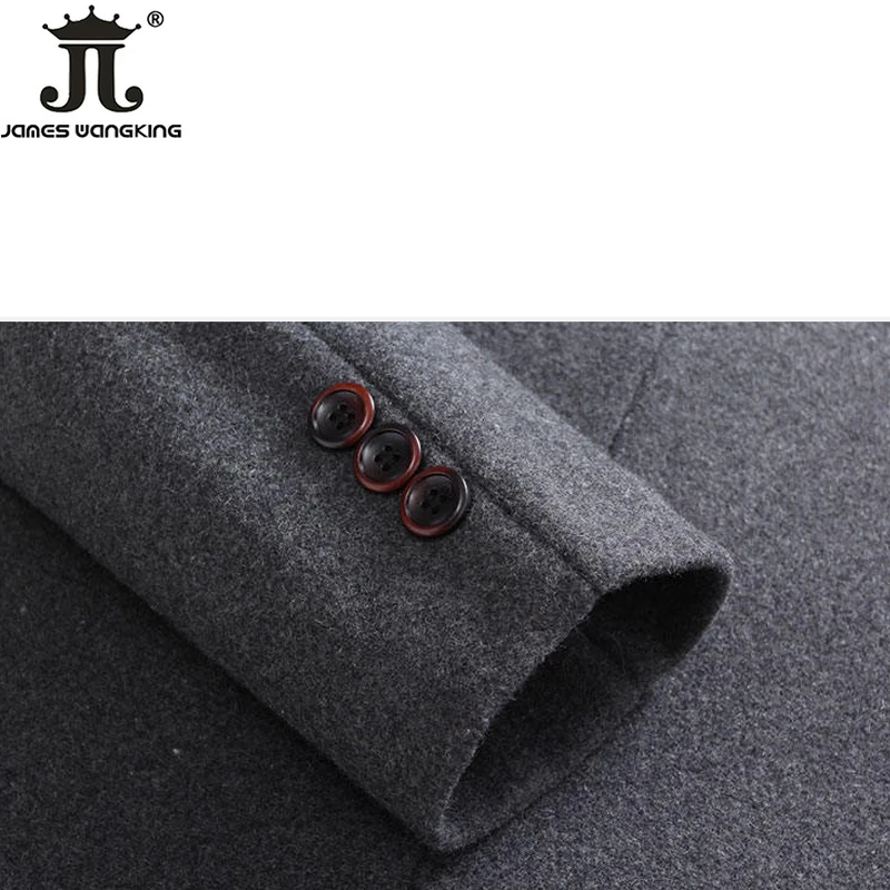 Autumn & Winter Boutique Wool Fashion Solid Color Men\'s Casual Business Woolen Coat Jacket Thickened and Warm Men\'s Trench Coats