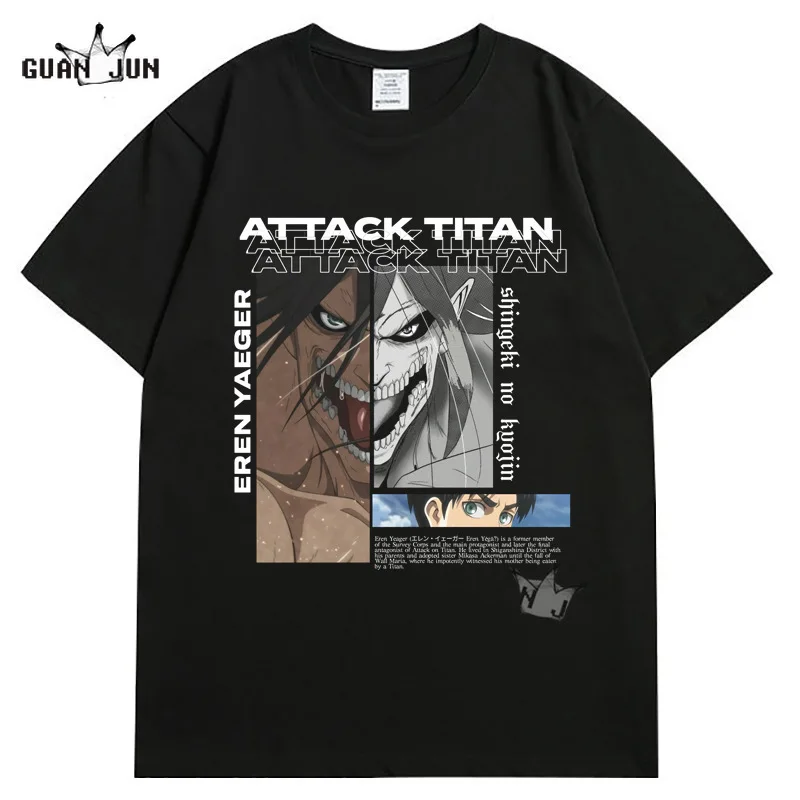 Cool Attack on Titan Shingeki No Kyojin Mens Tops Tees T-shirt Female Oversized Streetwear Men Clothes Harajuku Kawaii Plus Size