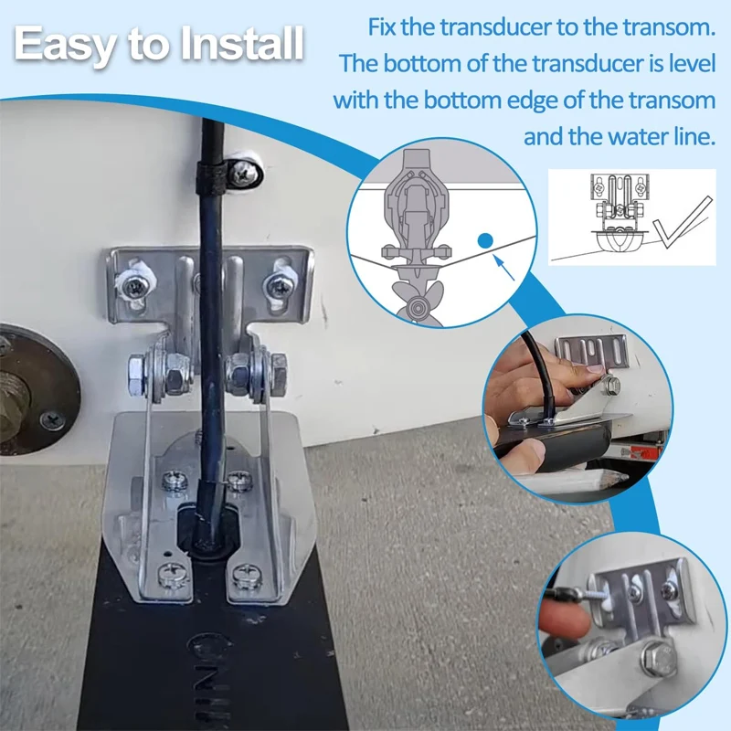 0101200611 Heavy Duty Transom Mount with Spray Sheild Compatible 4pin, 8pin 12pin Transducer-Easily Attach Mounting Bracket