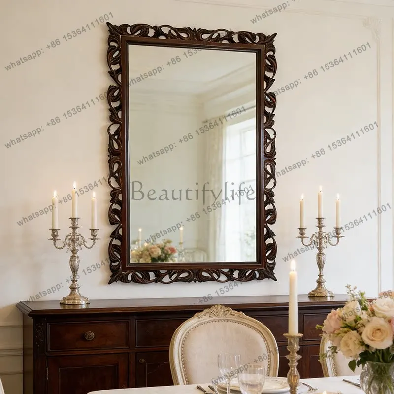 

French retro wall-mounted decorative mirror American home bedroom luxury mirror