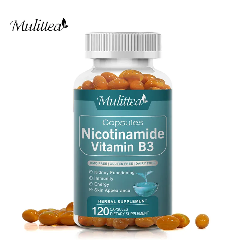 Mulittea Nicotinamide with CoQ10 Vitamin B3 500mg Coenzyme Q10 Capsules To Support Energy Skin Cell & Brain Health