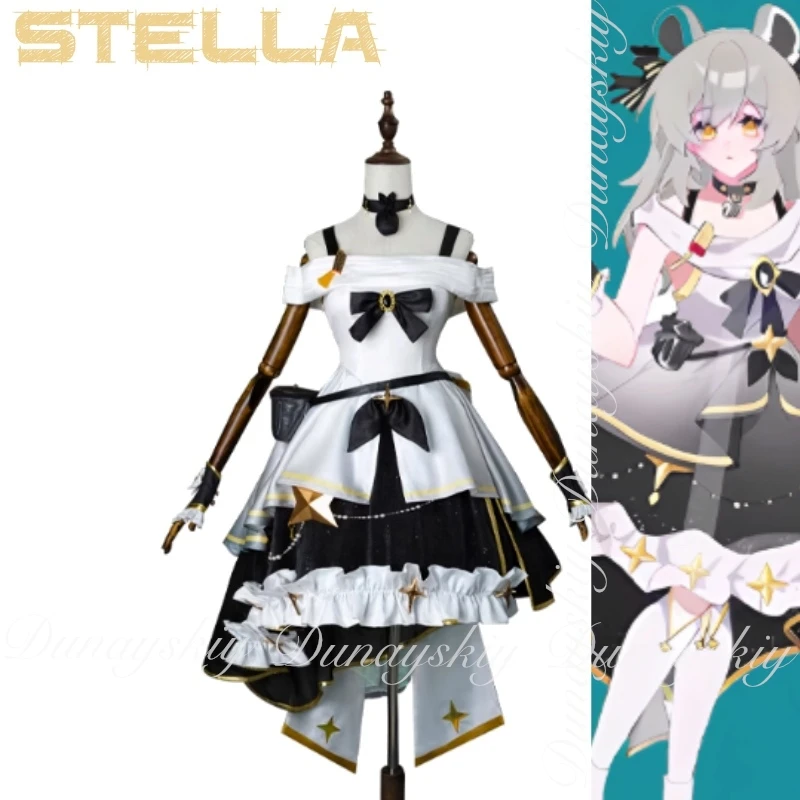 Honkai: Star Rail Game Stelle Cosplay con piccolo procione Abitino Abbigliamento da donna e parrucca grigia Costume cosplay pieno di set