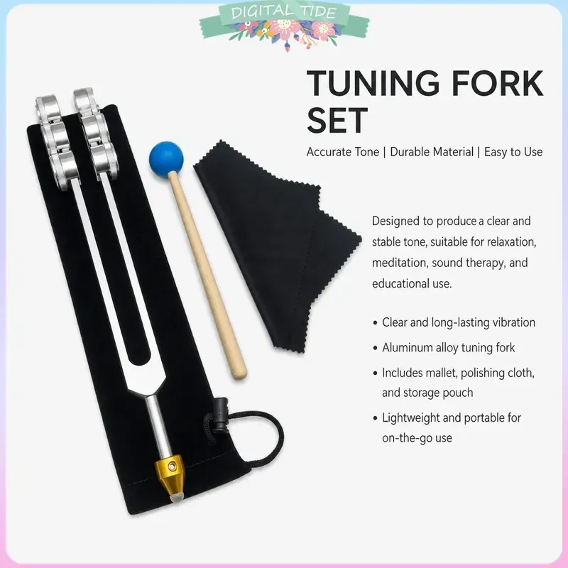 Aluminum Alloy Tuning Forks Set 128Hz Special Frequency Percussion Instruments with Crystal Base for Musical