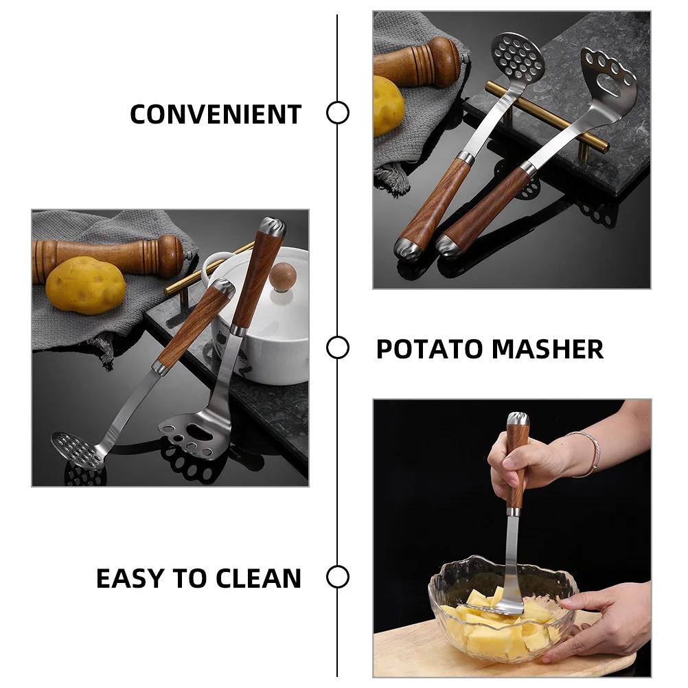 

2pcs Manual Potato Masher Stainless Steel Kitchen Pressing Tool Vegetable Masher For Potatoes Pumpkin Avocados Beans Food