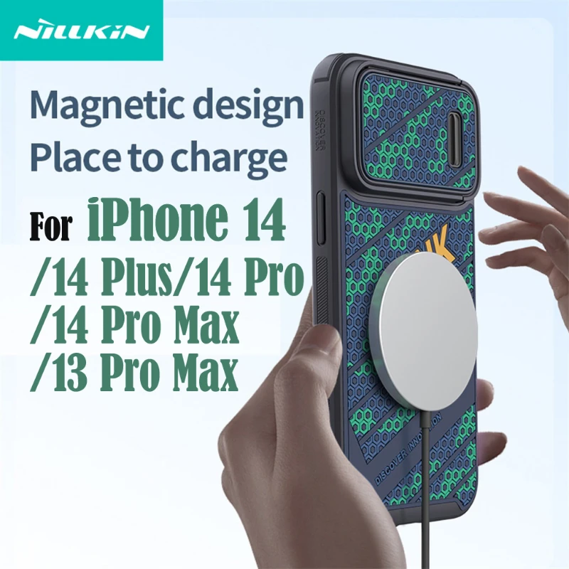 

Магнитный чехол для iPhone 14 13 Pro Max, для MagSafe NILLKIN Striker 3D, рельефный силиконовый чехол с Сотами для iPhone 14 Plus
