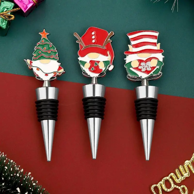 Zinc Alloy Christmas Series Snowman Shape Wine Stopper Fresh Keeping For Wine Champagne Bar Party Accessories