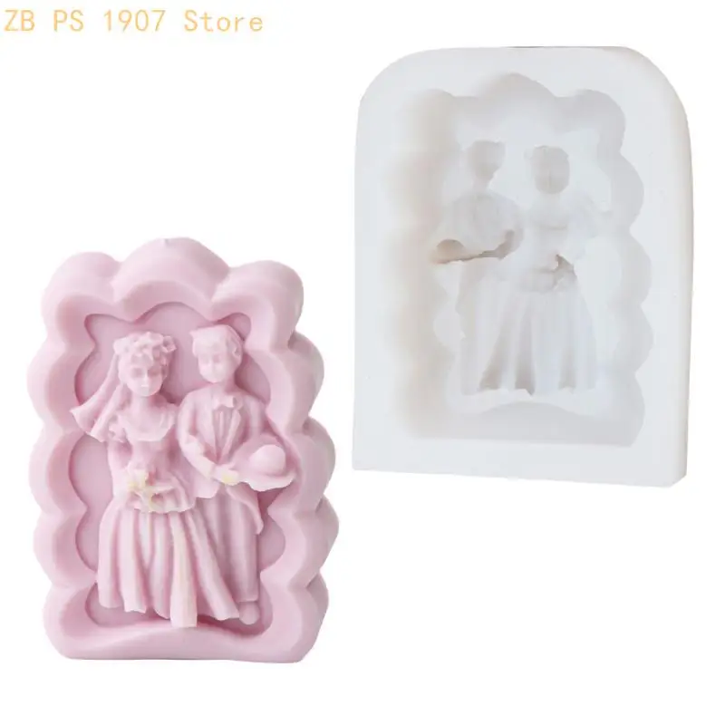 

Artisanal Wedding Memory Silicone Molds Elegant Couple Wedding Molds Unique Picture Frame Scented Mould 55KA