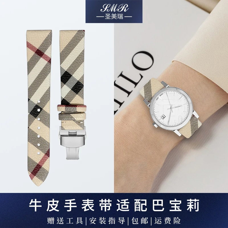 Leather Watch with Classic Plaid Leather Men's and Women's 14 20