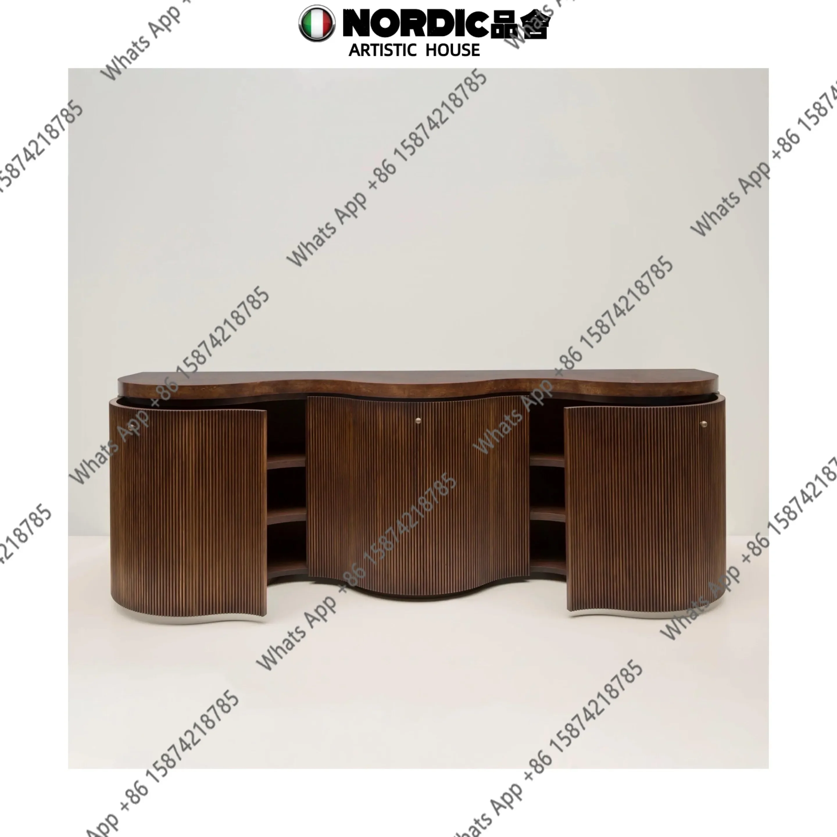 

40X Дизайнерский изогнутый буфет в средневековом стиле, в стиле Wabi Sandy, ретро-шкаф для хранения в американском кантри-стиле