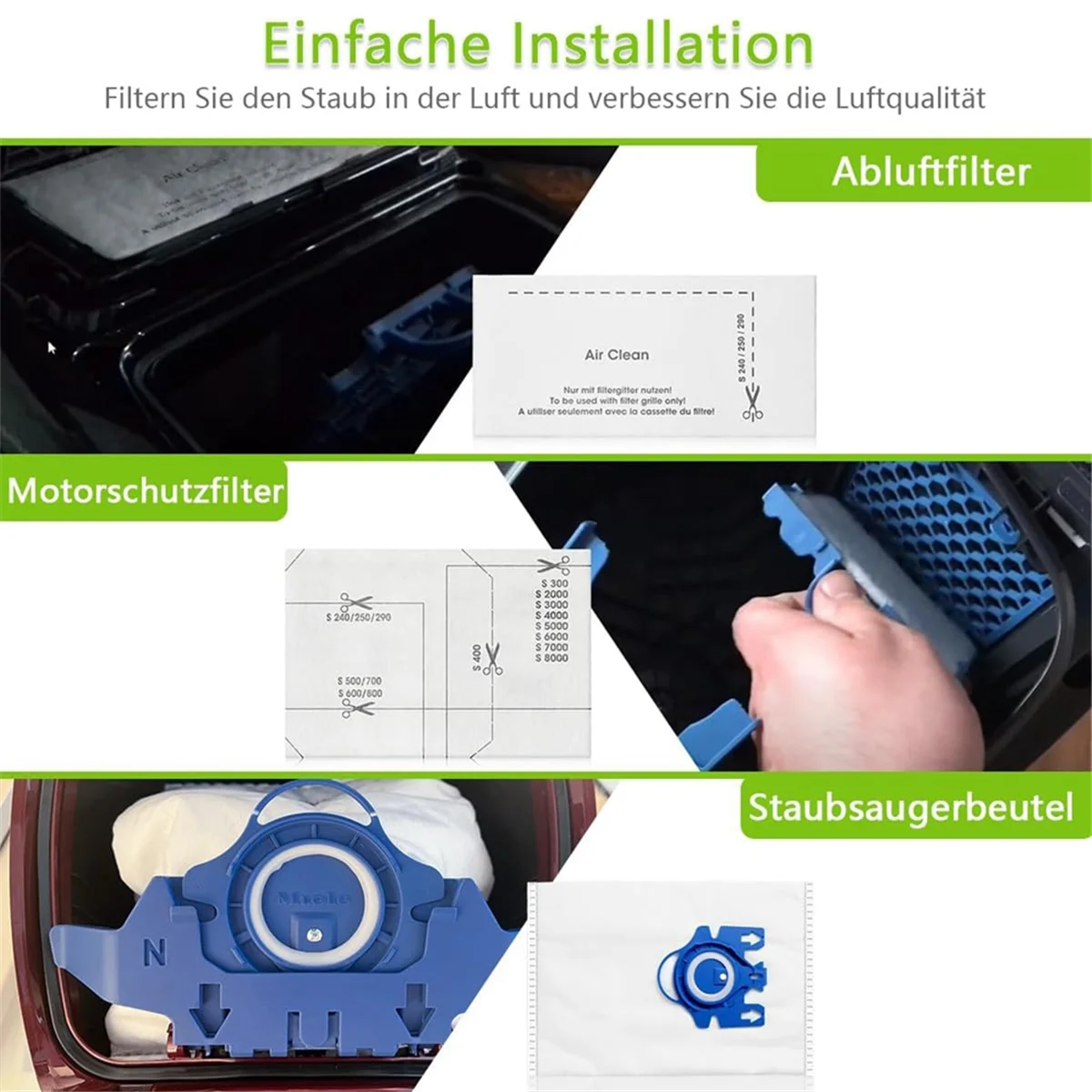 أكياس المكنسة الكهربائية لمرشحات المكنسة الكهربائية من سلسلة Miele Complete C2 Complete C3 Cl ic C1,S8,S5,S2 GN