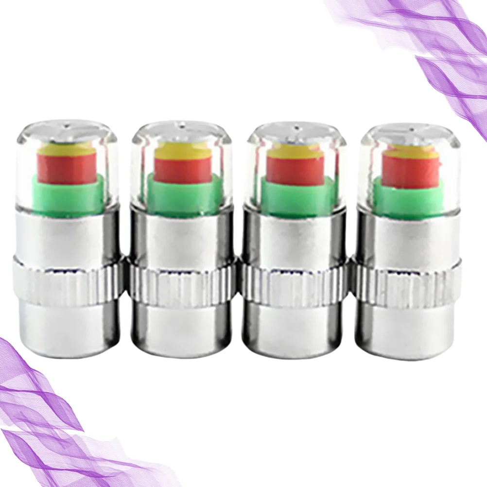 

4pcs Tire Indicator Caps Color Changing Green Yellow Red Auto Car Tyre Pressure Monitoring Sensor Dust Cap For Pressure