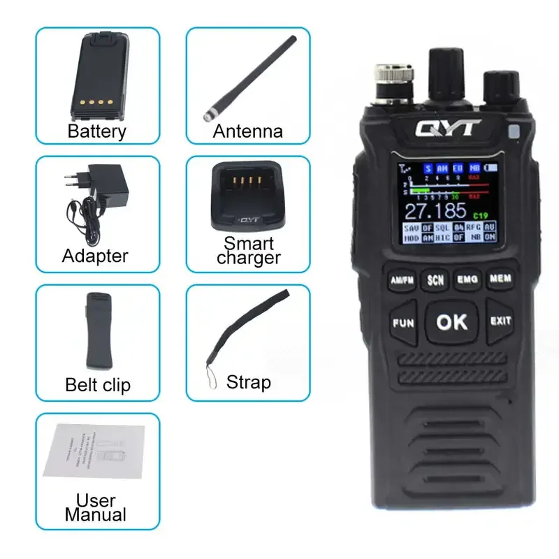 QYT-walkie-talkie portátil, Radio CB-58 Original, 4W, 4000mAh, 27MHz, 26.965-27.405MHz, 40 canales, modo FM AM, banda Citizen