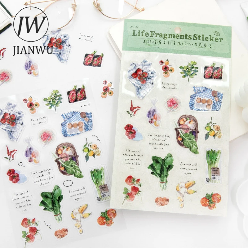 JIANWU Fragment of Life Series Vintage Plant Flower Landscape Material Collage PET Sticker Creative DIY Journal Stationery