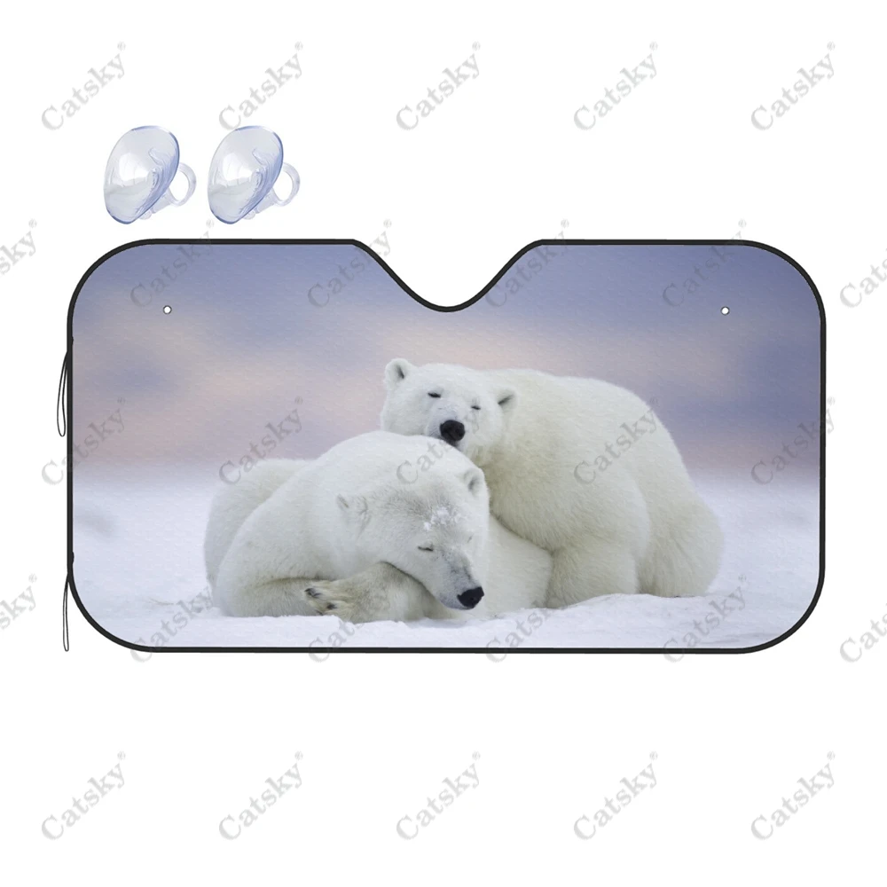 polar bear animal Car Sunshade Interior Accessories Folding Sunscreen Anti-UV Pattern Printing Gift Sunshade