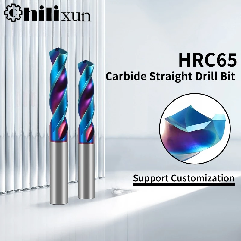 

HILIXUN Blue Coated Titanium Drill Bit HRC65 Tolerance for Hard Metal Cutting CNC Machining Tools