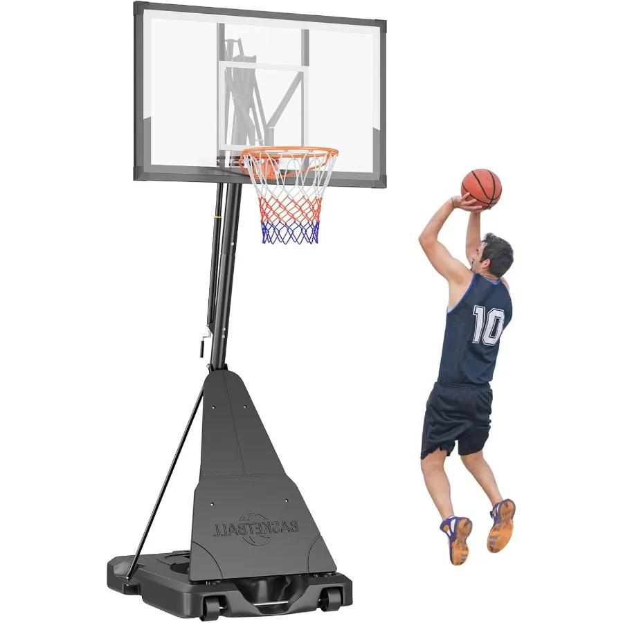 44 بوصة كرة السلة هوب 5-10FT ارتفاع قابل للتعديل كرة السلة هوب نظام الهدف مع لوحة خلفية مقاومة للكسر والعجلات في الهواء الطلق Por