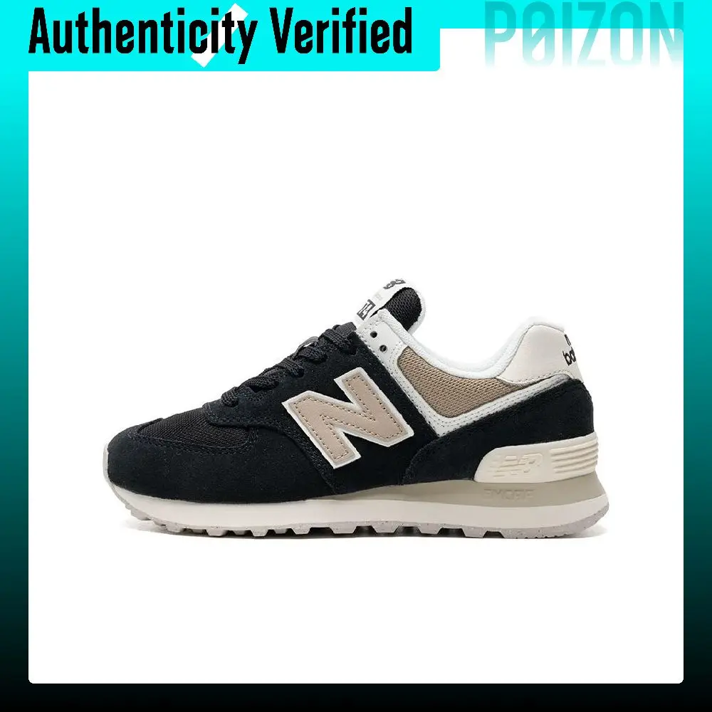 New Balance NB 574 Textile, Split Cow Leather Low top Casual Shoes Women's Black Brown White WL574DK2