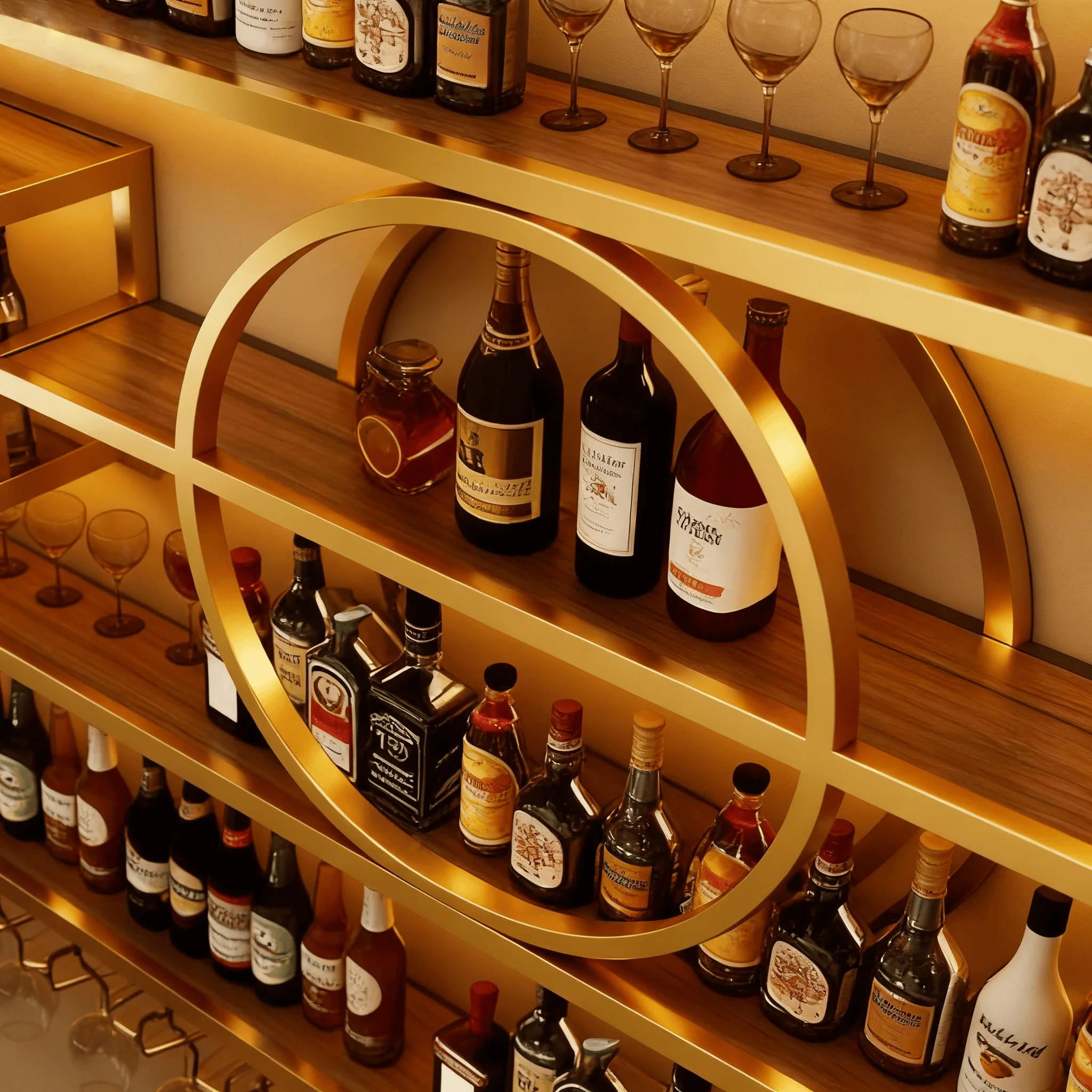 Royal Metal The Perfect Combination Of A Stainless Steel Wine Rack And Flowing Lights Showcases The Golden Beauty Of The Rack