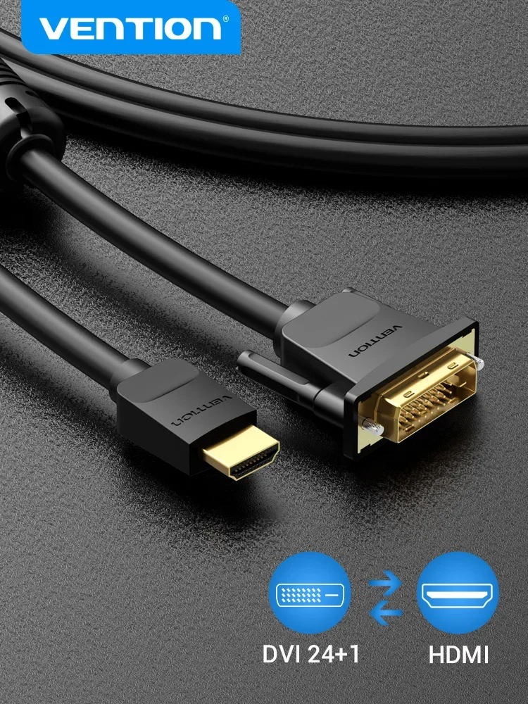 Vention Kabel DVI do HDMI DVI-D 24+1 Pin męski do męskiego Konwerter HD 1080P do PS4 Projektor HDTV Kabel HDMI do DVI Adapter — zdjęcie produktu 7