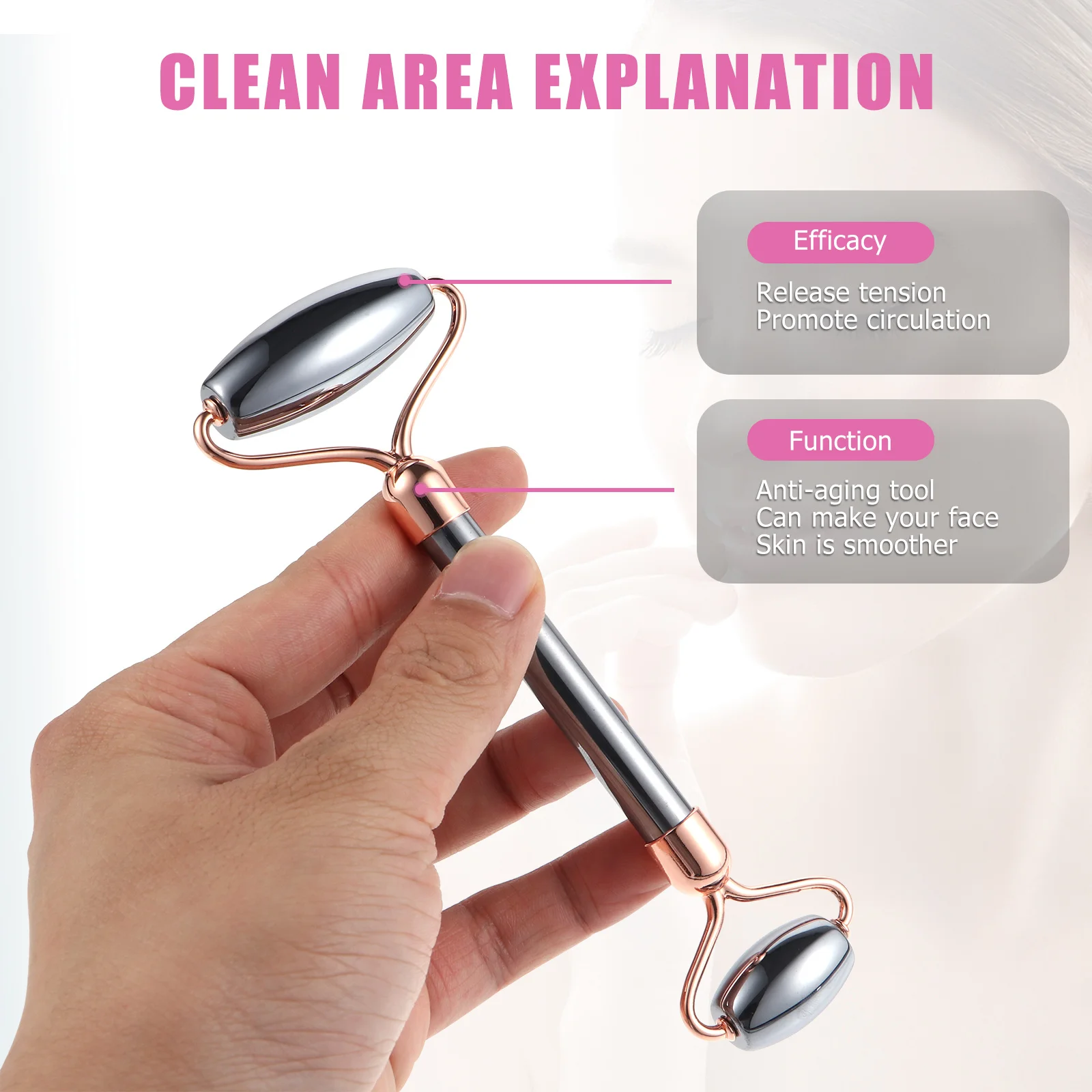 

Double Head V Face Roller Natural Stone Facial Slimming Massager Release Tension Promote Circulation Anti Aging Tool