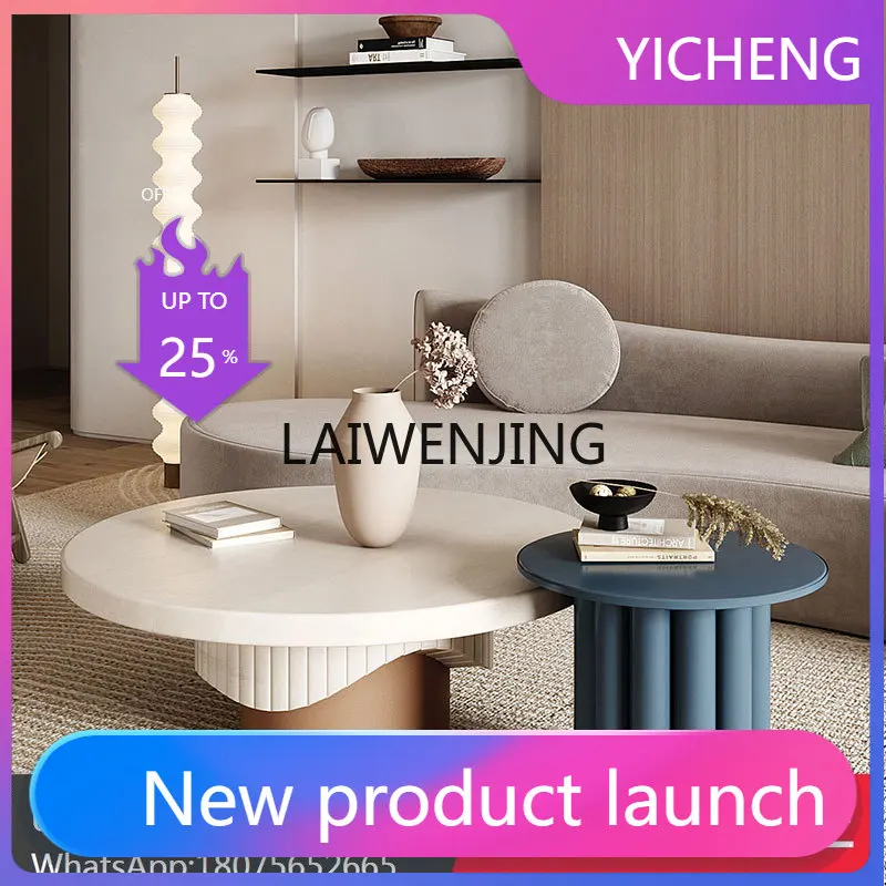 

LYY creative solid wood round coffee table light luxury modern living room tea table