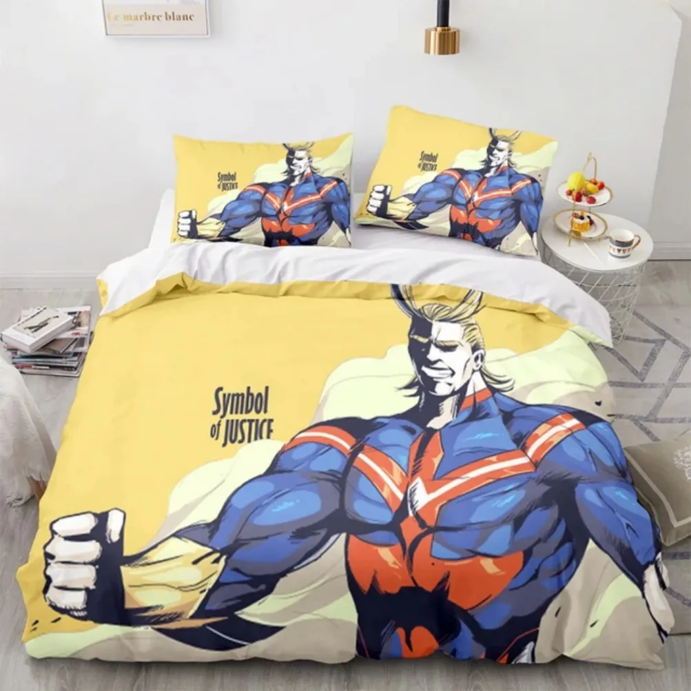 Hero Academia 3D-Bettwäsche-Set, Bettbezüge, Kissenbezüge, Anime My Hero Academia, Bettbezug, Einzelbett, Doppelbett, Queen-Size-Bett, volle Größe