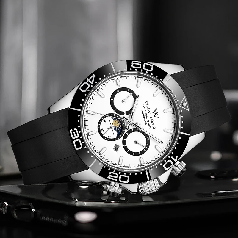 ساعة WM ساعات آلية أوتوماتيكية مقاومة للماء كلاسيكية كاجوال لرجال الأعمال ساعة Welly Merck WM151M