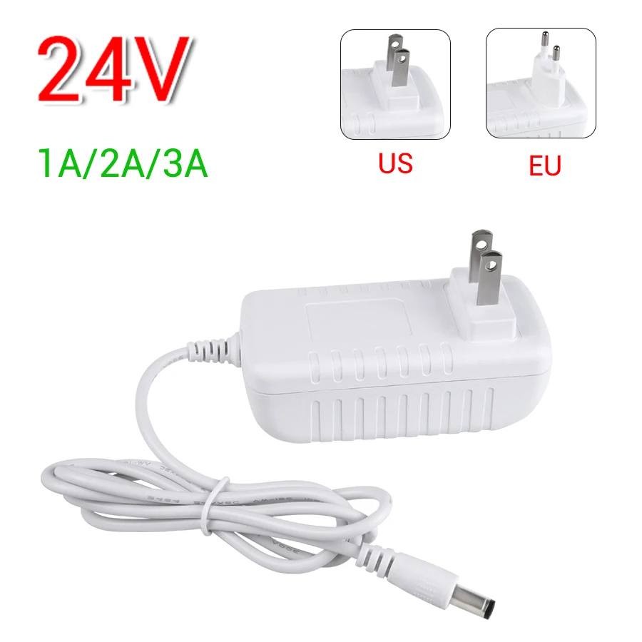 DC 12V 24V Power Supply Adapter Lighting Transformer Input AC 100-240V Output DC 12V 1A 2A 3A Charger EU US Plug 5.5mm 2.1-2.5mm