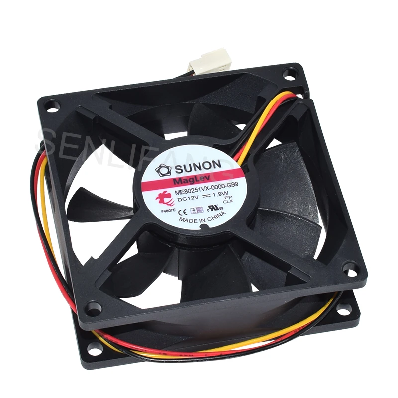 For SUNON  ME80251VX-0000-G99 DC 12V 1.9W 8cm 3-Wire Server Cooling Fan