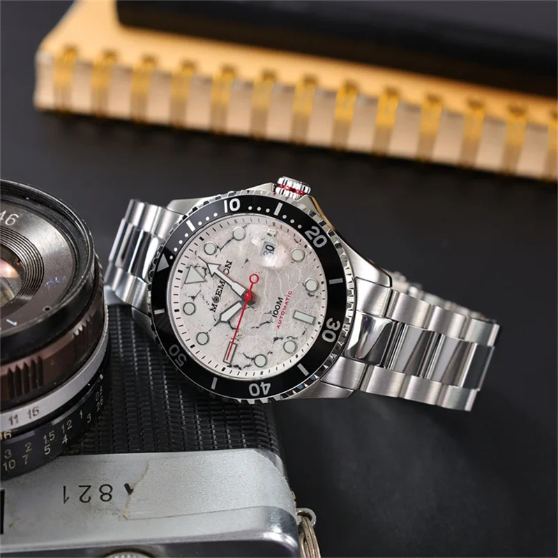 MOEMTON Original Men\'s mechanical watch Sapphire glass watch 10bar 100M waterproof sports diving watch Luxury Stainless steel