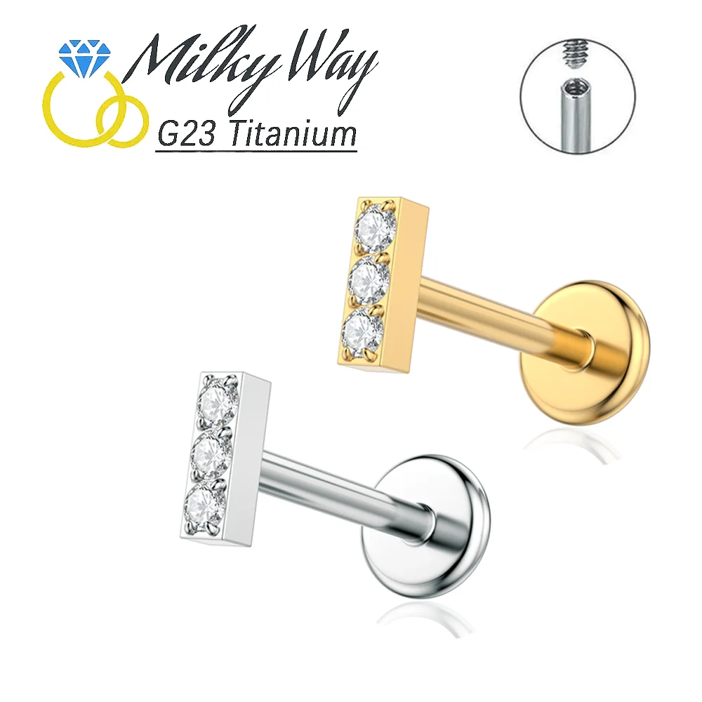 Milky Way G23 Titanium Earrings 16G Refined CZ Nose Stud Ear Cartilage Helix Tragus Piercing Labret Sexy Lip Piercing Jewelry