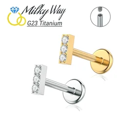 Milky Way G23 Titanium Earrings 16G Refined CZ Nose Stud Ear Cartilage Helix Tragus Piercing Labret Sexy Lip Piercing Jewelry