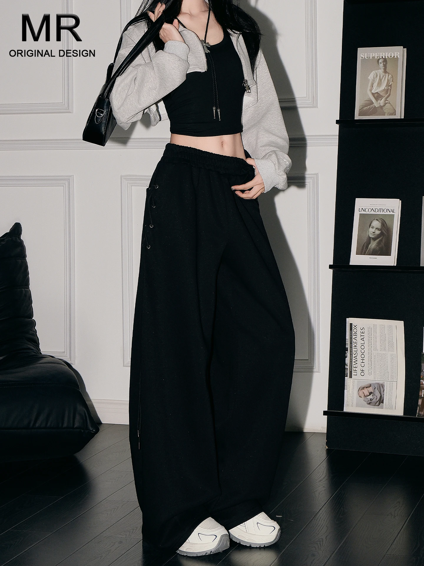 

Женские летние свободные брюки с высокой талией и широкими штанинами, повседневные спортивные штаны прямого кроя с карманами и эластичным поясом